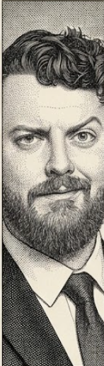 Max Humphrey, confident illustrated portrait